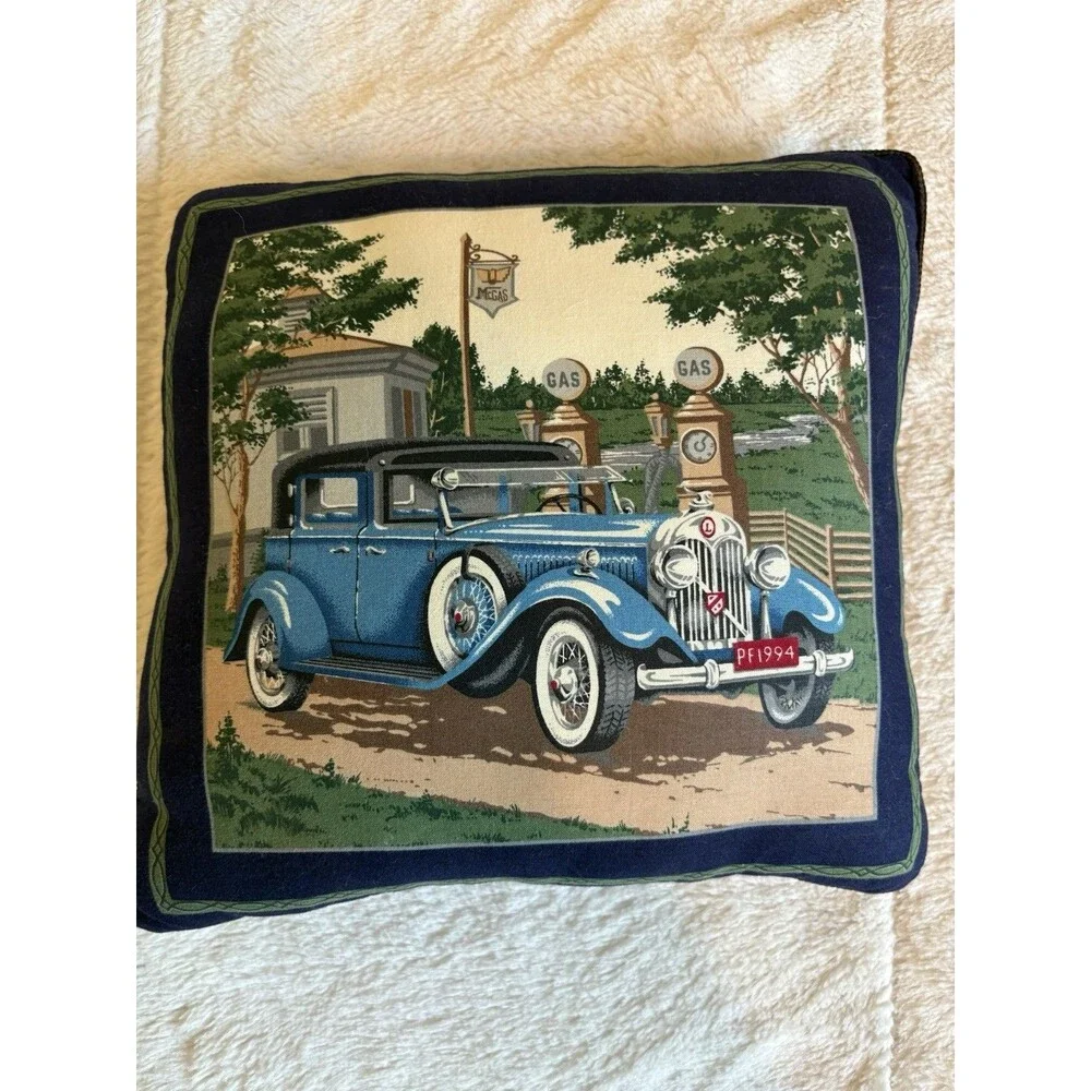 Vintage Handmade Quilted Vintage Antique Cars Throw Blanket and Pillows 42x50